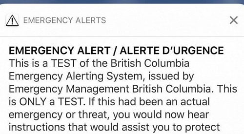 BC to test emergency alert system on phones, radio and TV this week